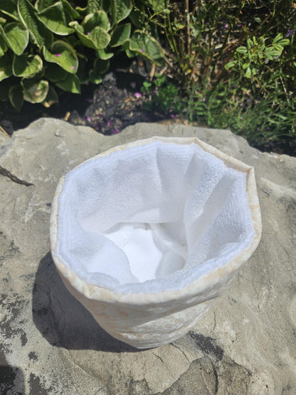 Makeup Organizer Puff Bucket Bag – Floral Terry Makeup Organizer, Cute Vanity & Toiletry Organizer, Travel Pouch for Cosmetics